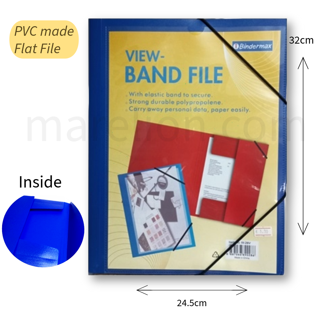 A4 File with Elastic Band, Blue and Extra Pocket in Front PVC - Ντοσιέ με Εξωτερική Θήκη με Λάστιχο 32x24.5cm