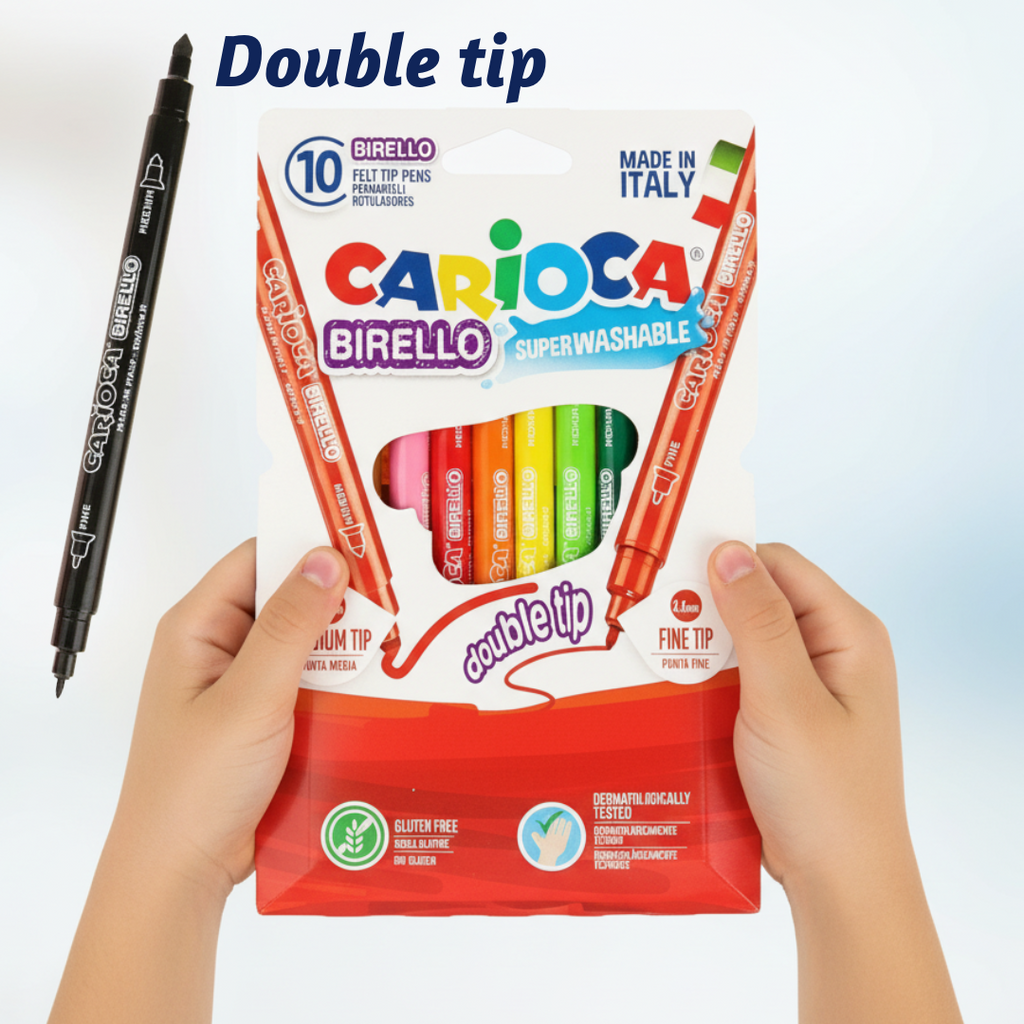 CARIOCA BIRELLO DOUBLE POINT FIBRE PEN BOX OF 10 PCS ΠΑΙΔΙΚΟΙ ΜΑΡΚΑΔΟΡΟΙ ΖΩΓΡΑΦΙΚΗΣ