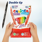 CARIOCA BIRELLO DOUBLE POINT FIBRE PEN BOX OF 10 PCS ΠΑΙΔΙΚΟΙ ΜΑΡΚΑΔΟΡΟΙ ΖΩΓΡΑΦΙΚΗΣ