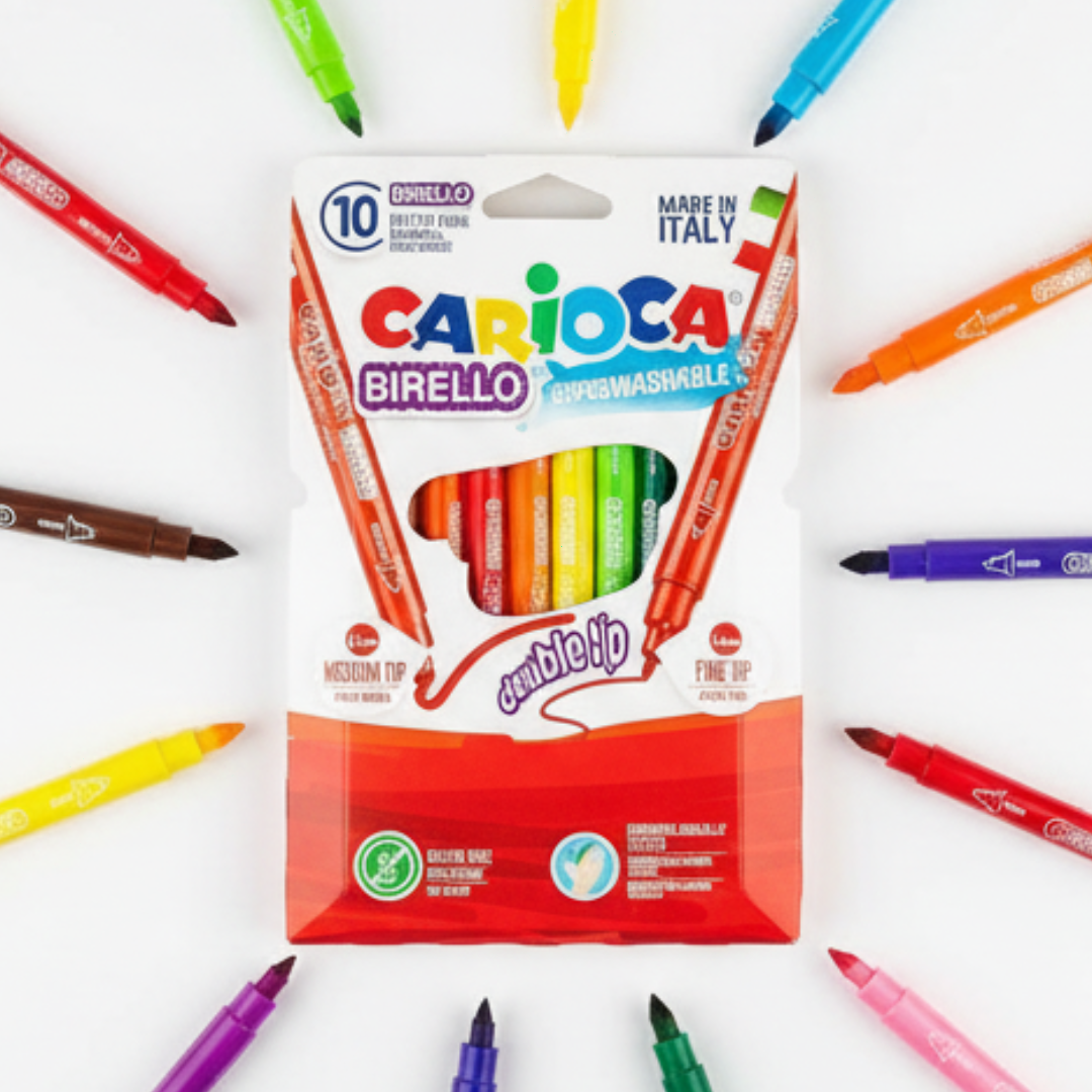 CARIOCA BIRELLO DOUBLE POINT FIBRE PEN BOX OF 10 PCS ΠΑΙΔΙΚΟΙ ΜΑΡΚΑΔΟΡΟΙ ΖΩΓΡΑΦΙΚΗΣ