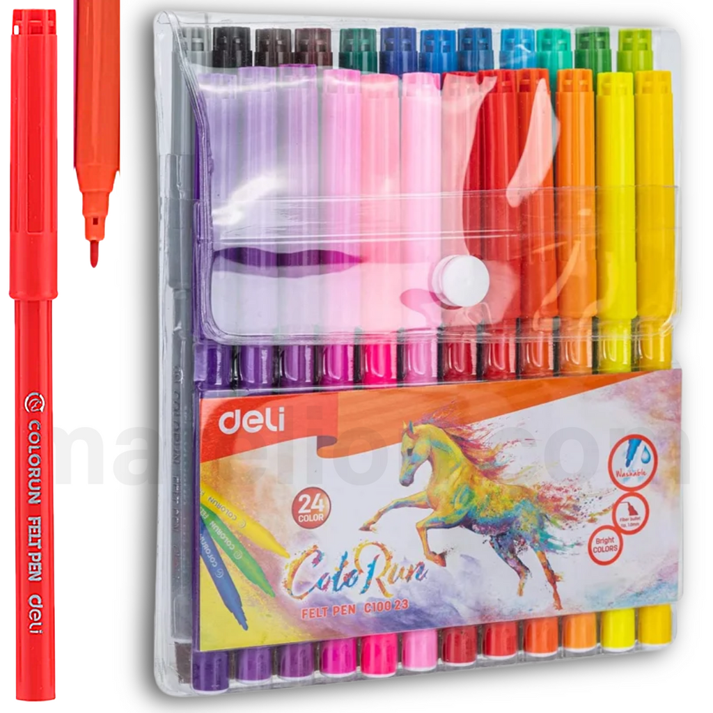 Fine tip Markers Wallet 24 pcs - Μαρκαδόροι με βάση το νερό 24 χρωμάτων - Deli C10023