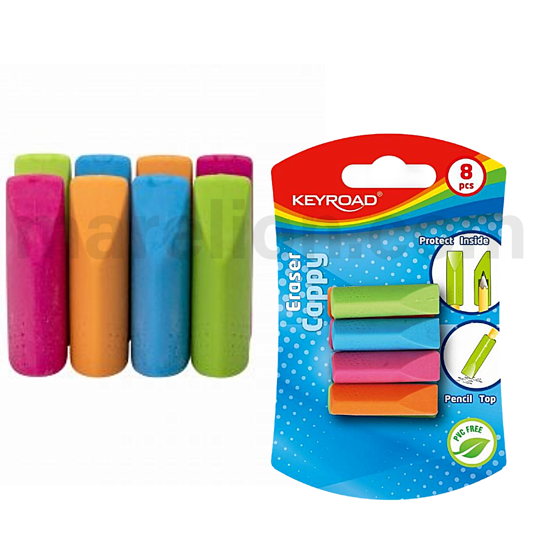Keyroad Cappy Erasers 8pcs in Blister MAG-KR 970702 - Σβηστήρι μωλυβιού