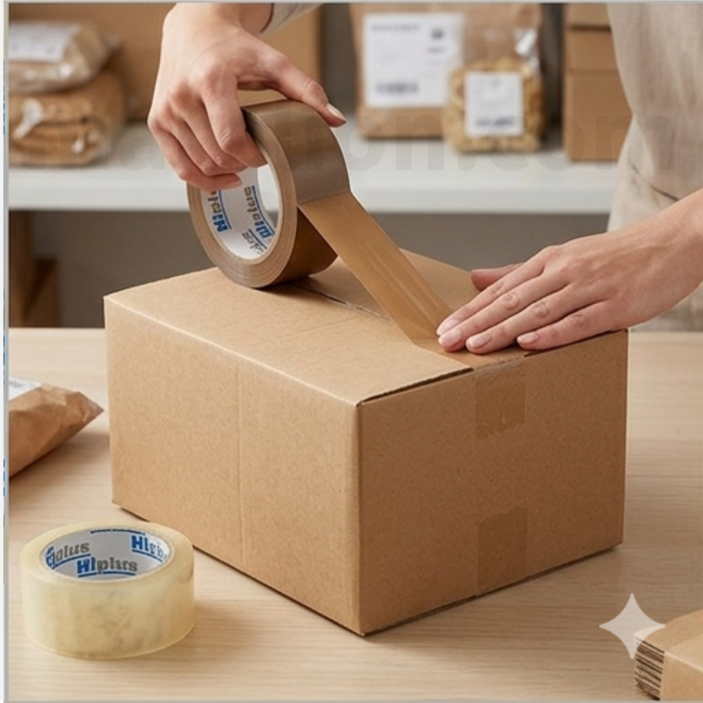 Packing Tape Clear & Brown 48mm x 50m - Ταινία Συσκευασίας Διαφανή & Καφέ
