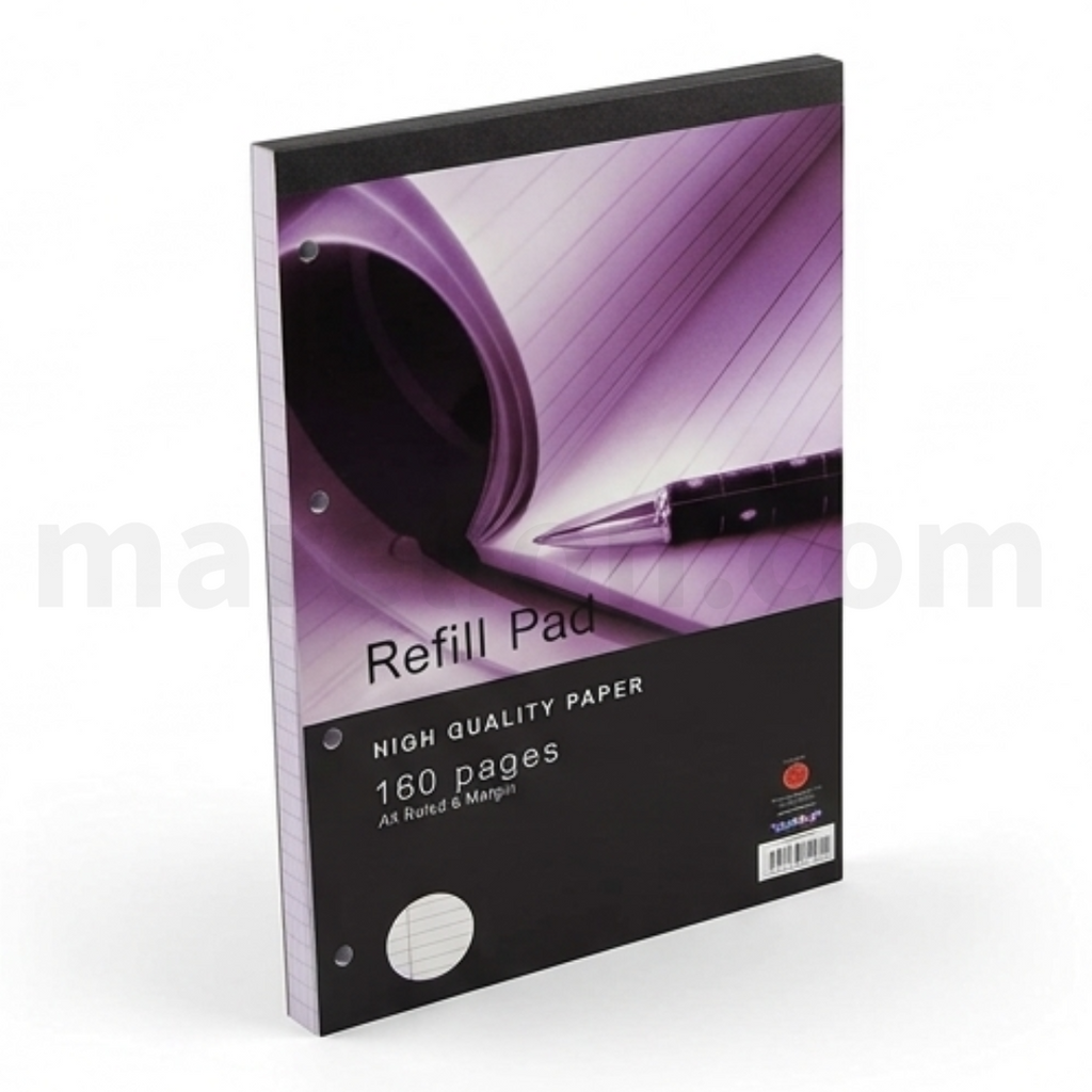 Refill pad with a pen on a white background