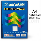 Sinarline A4 refill pad with colorful design on a blue background