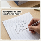 Hand writing a chemical formula on high-quality 65 GSM smooth lined paper with a pen.