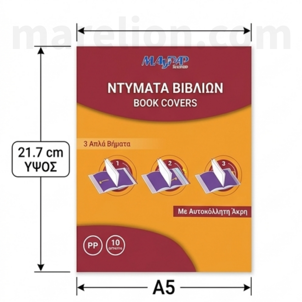 Book covers with dimensions and branding on a white background