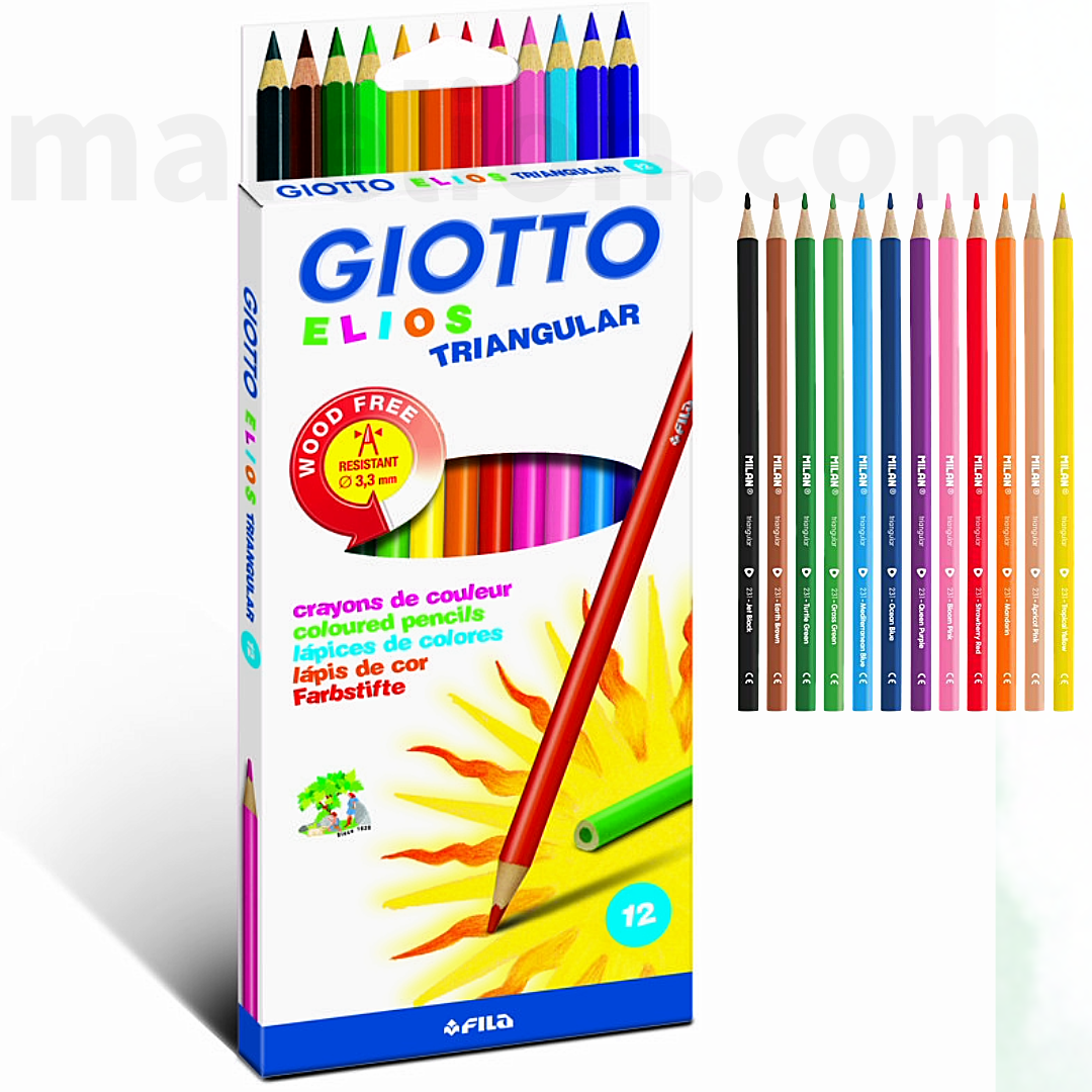 Giotto Elios Tri Coloured Pencils 12pcs 275800 - Ξυλομπογιές Τριγωνικές 12 Τεμαχίων