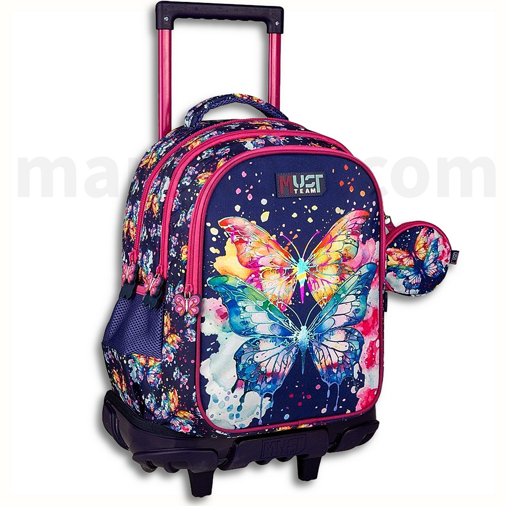 Must Butterfly Trolley School Bag 3 Pockets