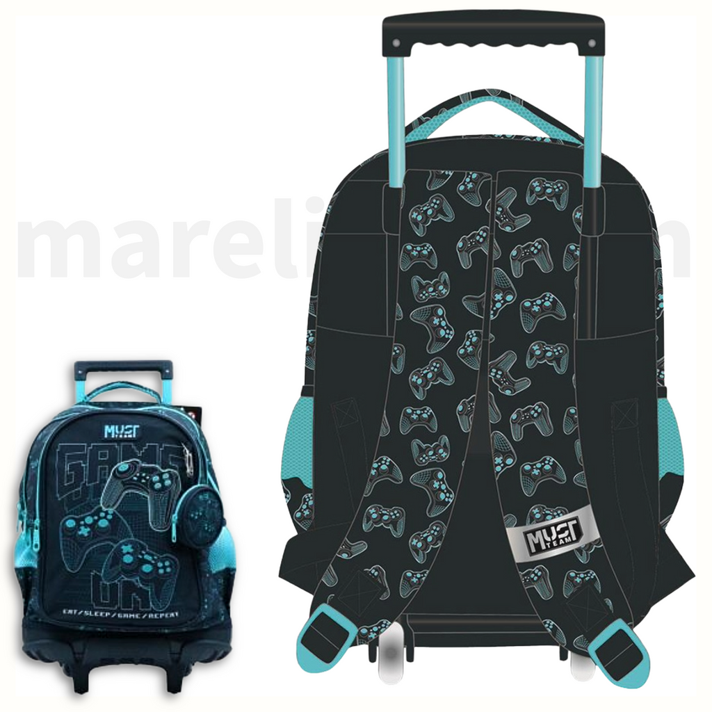 Must Gamer Trolley School Bag 3 Pockets - Σχολική Τσάντα Τρόλεϊ Δημοτικού