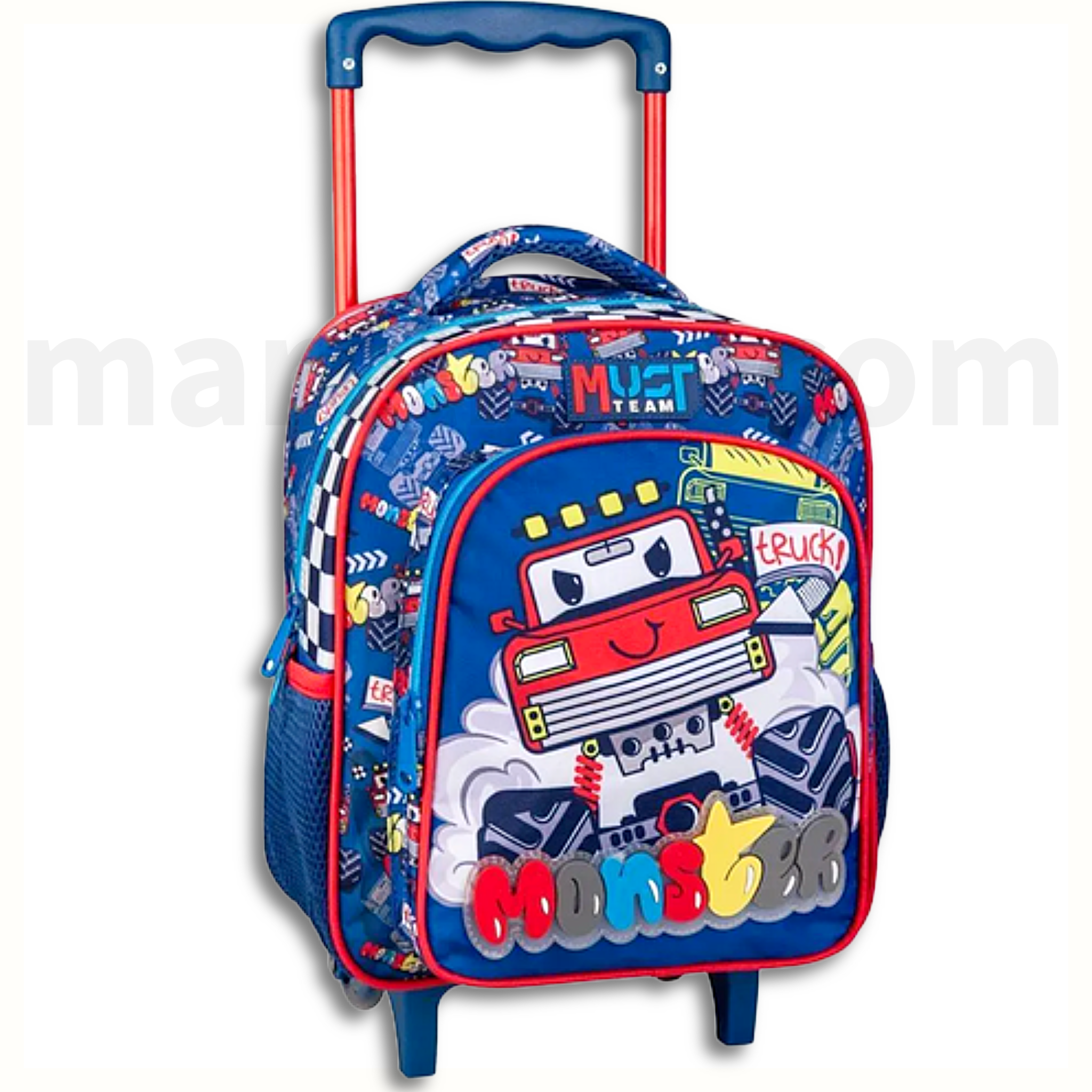 Must Monster Truck Trolley School Bag 2 Pockets - Σχολική Τσάντα Τρόλεϊ Νηπίου