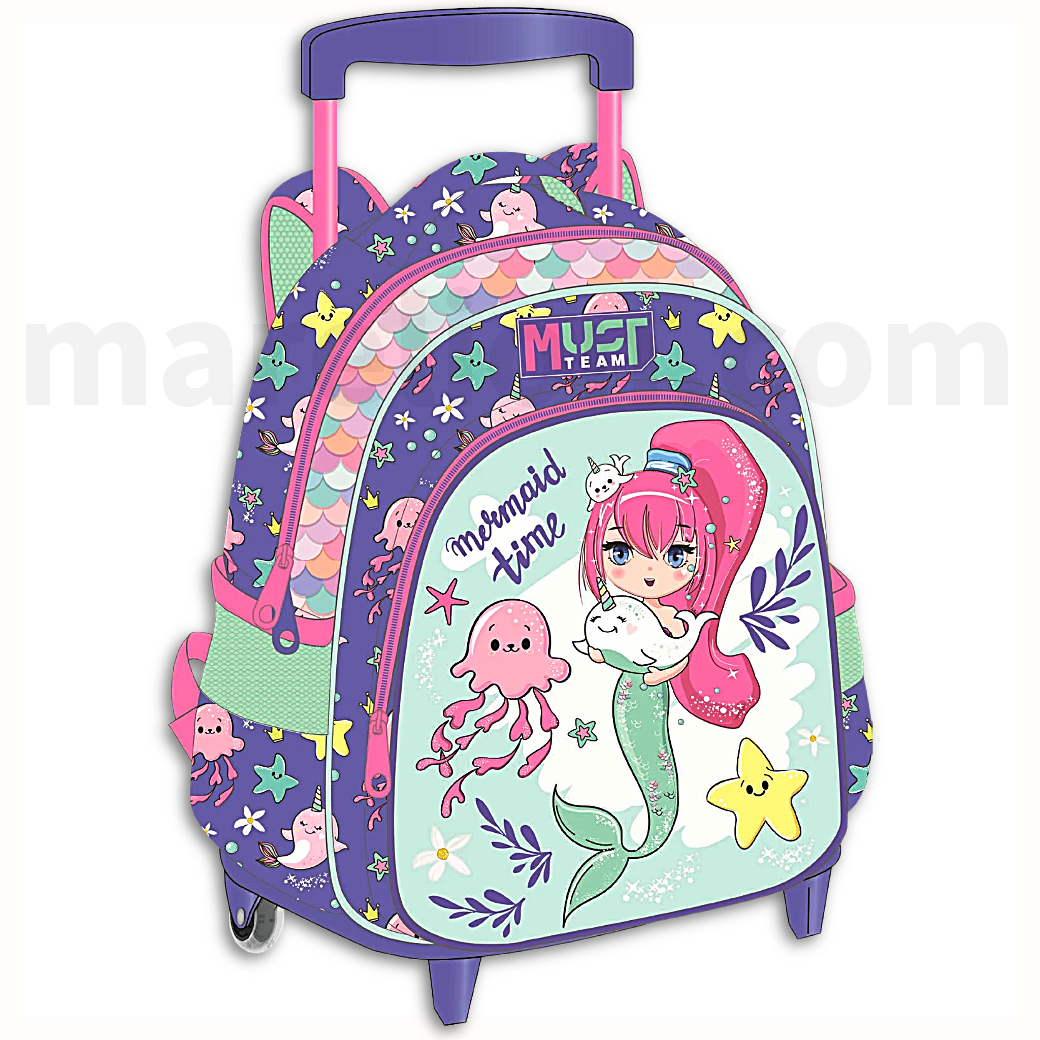 Must Mermaids Are Real Trolley School Bag 2 Pockets - Σχολική Τσάντα Τρόλεϊ Νηπίου