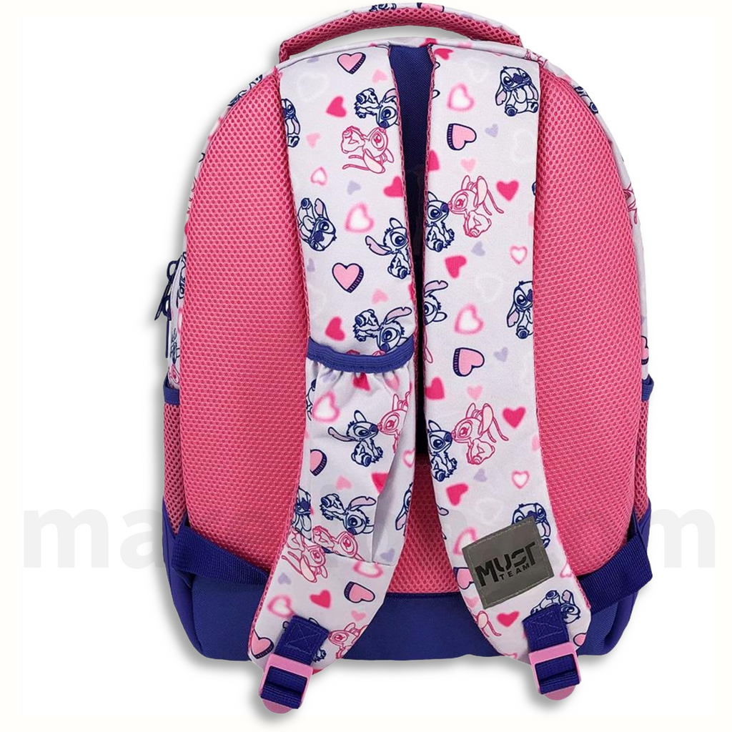 Must Backpack Disney Stitch Angel Ohana 3 Cases - Σχολική Τσάντα Πλάτης Δημοτικού 3 Θήκες