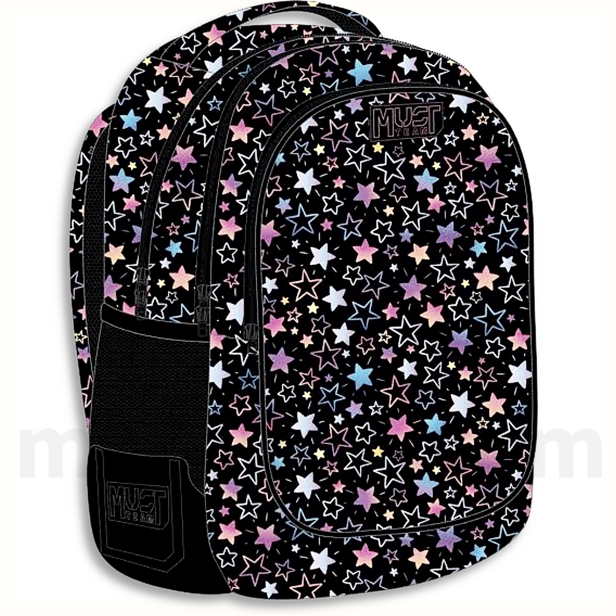 Must Backpack Hologram Stars 3 Cases - Σχολική Τσάντα Πλάτης Δημοτικού 3 Θήκες
