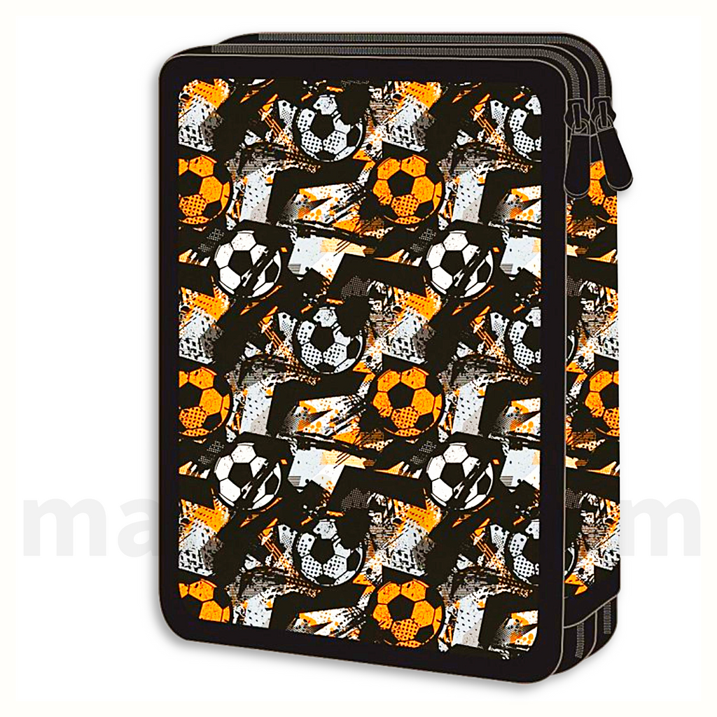 Must Pencil Case Football Never Give Up 2 Zip Full - Σχολική Κασετίνα Διπλή Γεμάτη