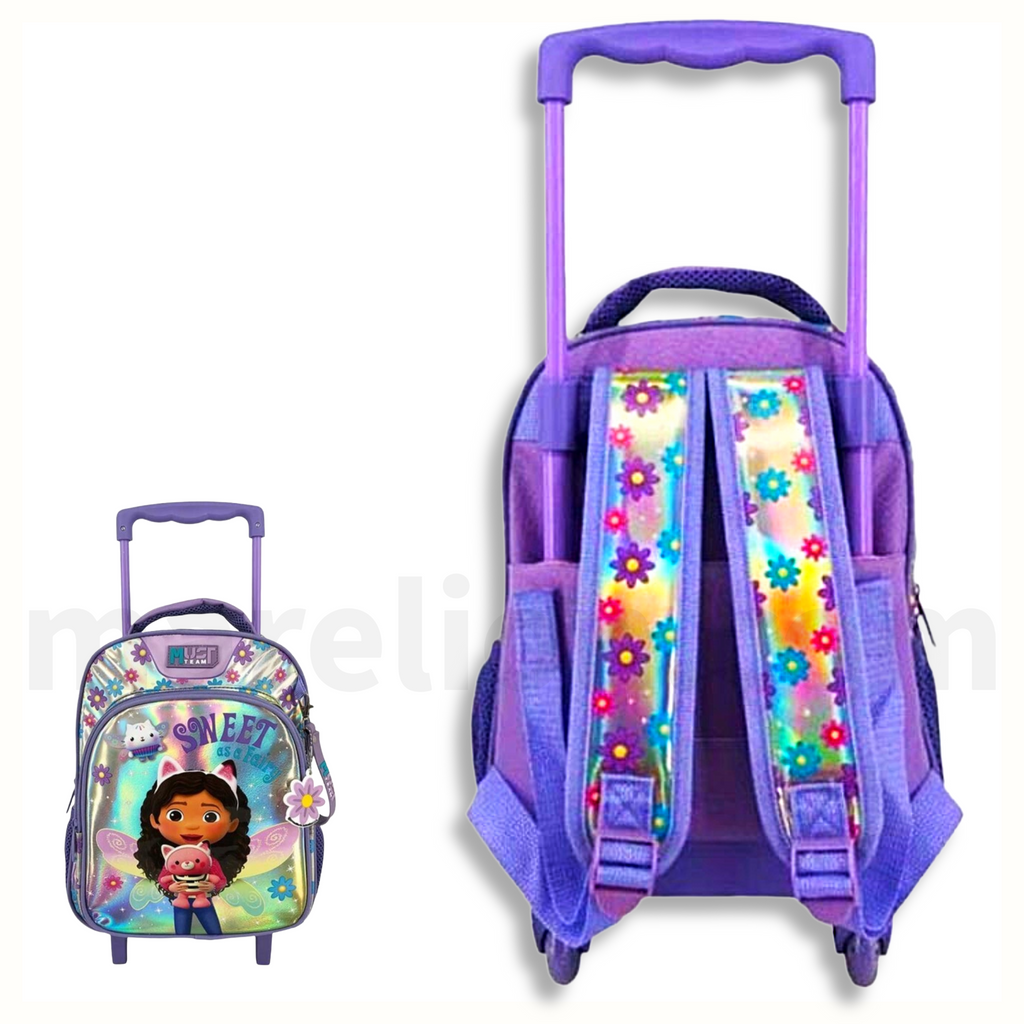 GABBY'S DOLLHOUSE Must Team Kindergarten Trolley School Bag Pink 2 COMPARTMENTS