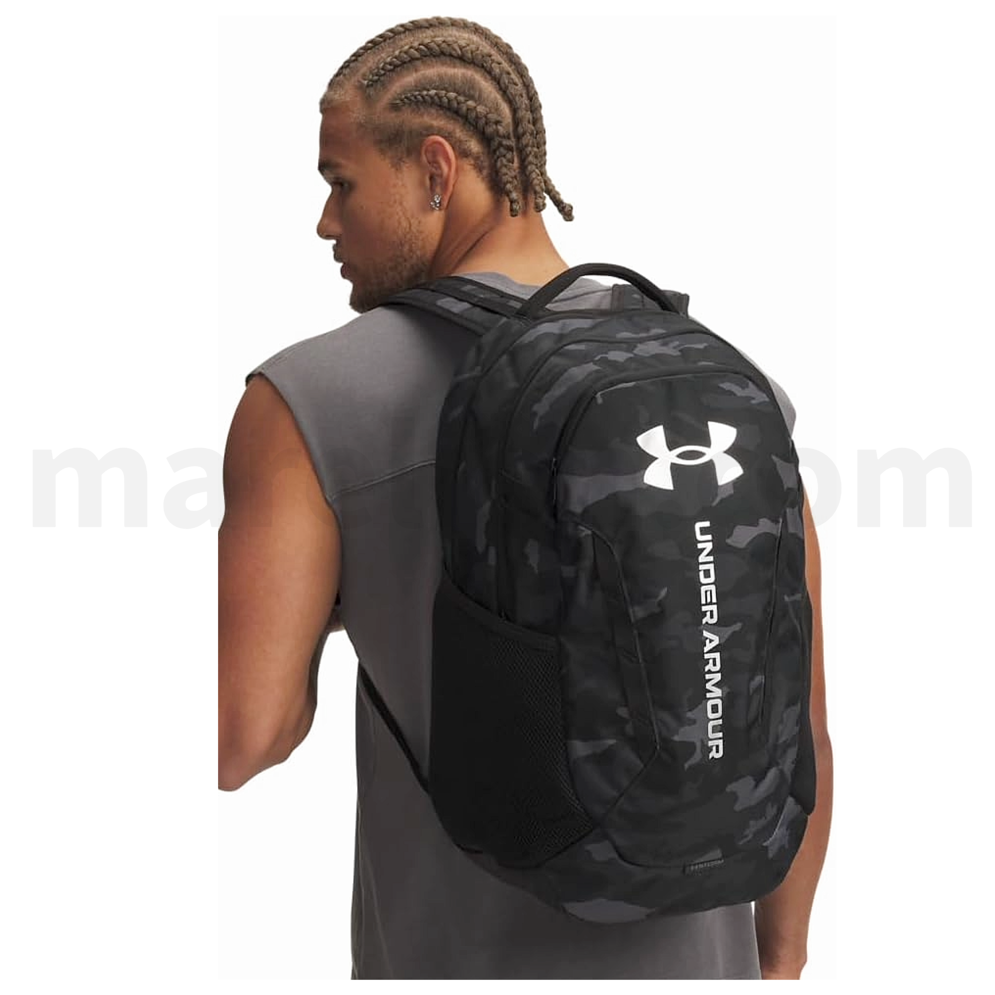 Under Armour Hustle 6.0 Backpack 3 Cases, Camo Grey - Black - Σακίδιο Πλάτης Παραλλαγή Γκρι Μαύρο