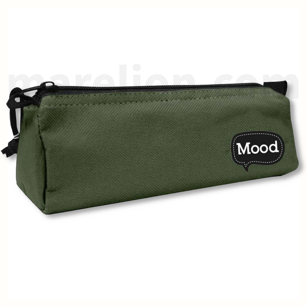 Mood Chrome Pencil Case Khaki Green 1 Compartment 21x7x7cm - Κασετίνα Βαρελάκι Πράσινο Χακί 1 Θήκη