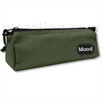 Mood Chrome Pencil Case Khaki Green 1 Compartment 21x7x7cm - Κασετίνα Βαρελάκι Πράσινο Χακί 1 Θήκη