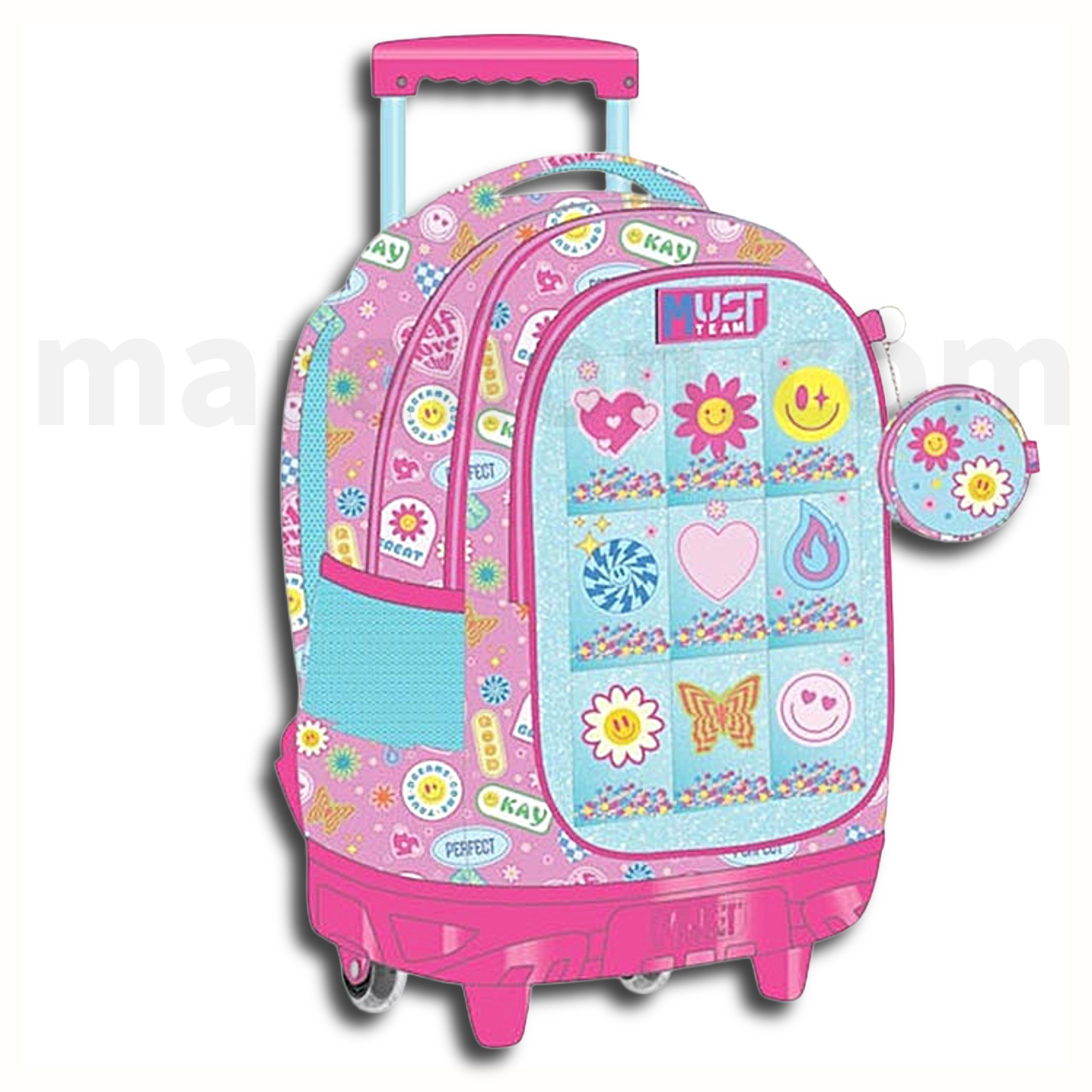 Must Team Good Vibes Trolley Backpack 3 Compartments - Σχολική Τσάντα Τρολέι Δημοτικού