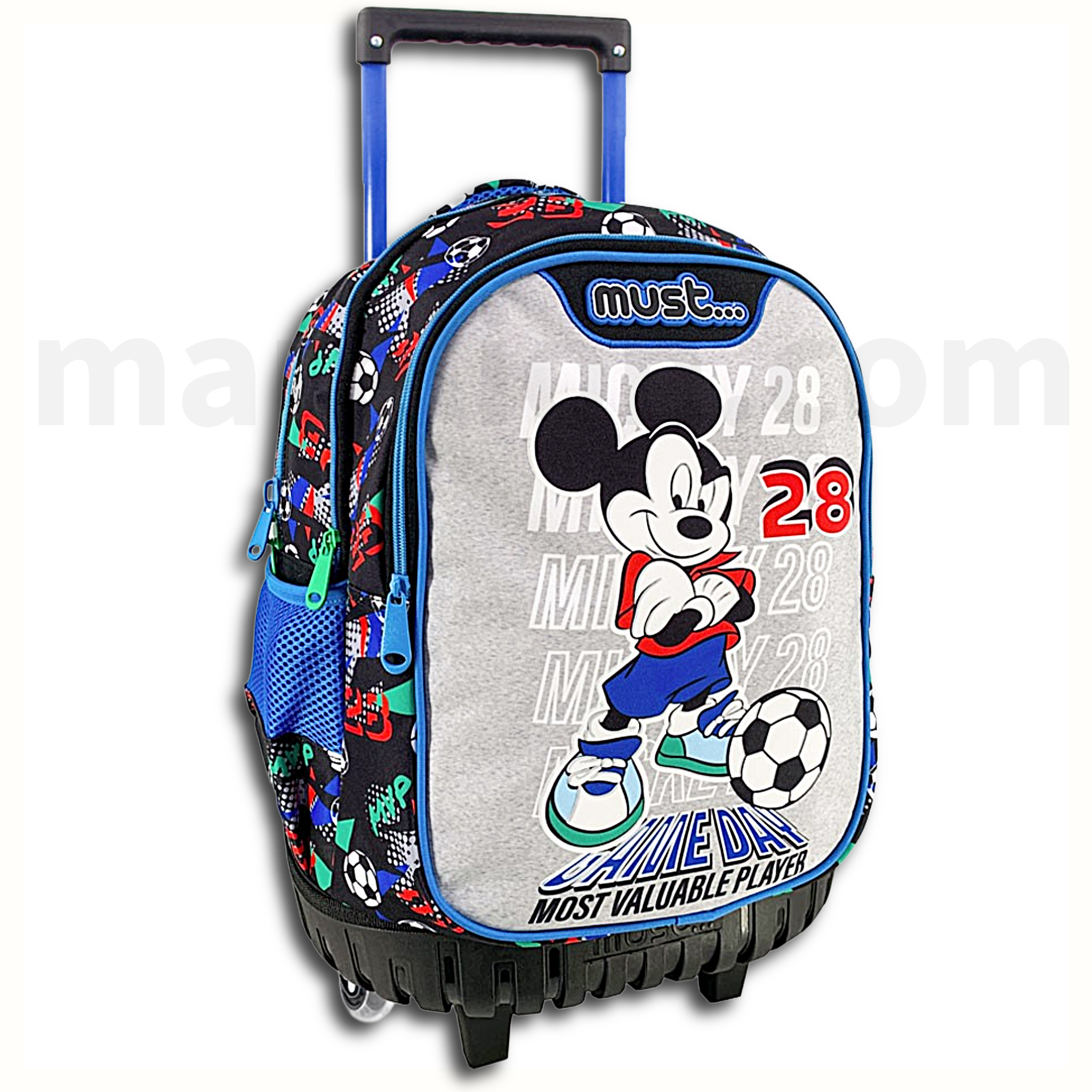 MUST Mickey Mouse School Trolley Bag 3 Compartments - Σχολική Τσάντα Τρολεϊ Δημοτικού 3 Θήκες