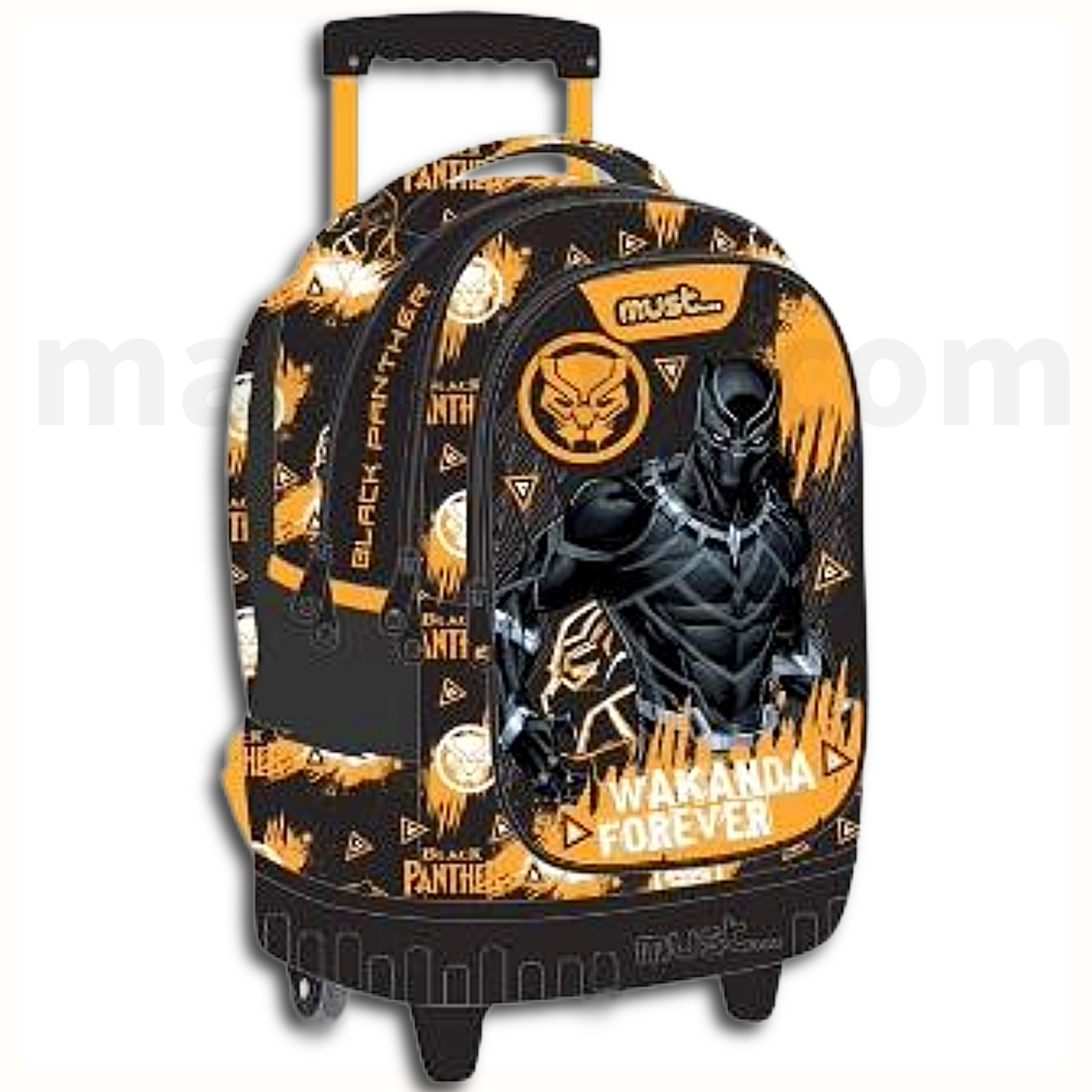 Must Trolley School Bag Black Panther 3 Compartments - Σχολική Τσάντα Τρολέι Δημοτικού Πάνθηρας 3 Θήκες