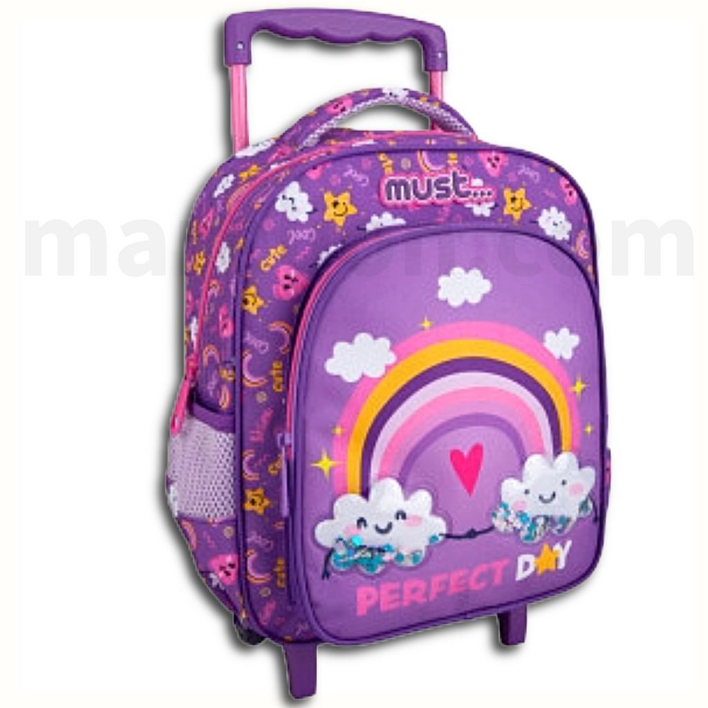 Must Trolley Bag, Perfect day rainbow, 2 Compartments - Σχολική Τσάντα Τρολέι Νηπίου