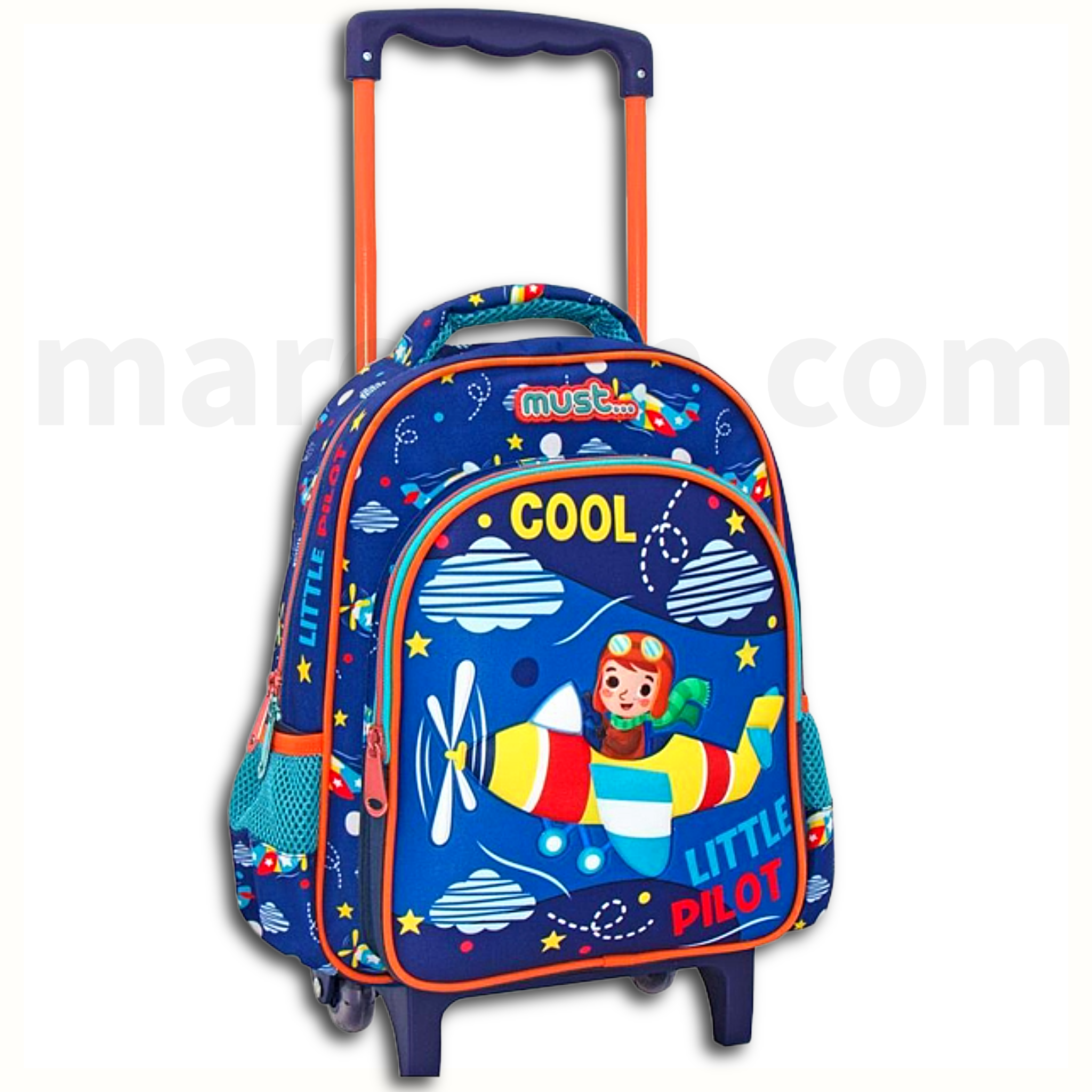 Little Pilot Aeroplane Must Trolley Bag 2 Compartments - Σχολική Τσάντα Τρολέι Νηπίου