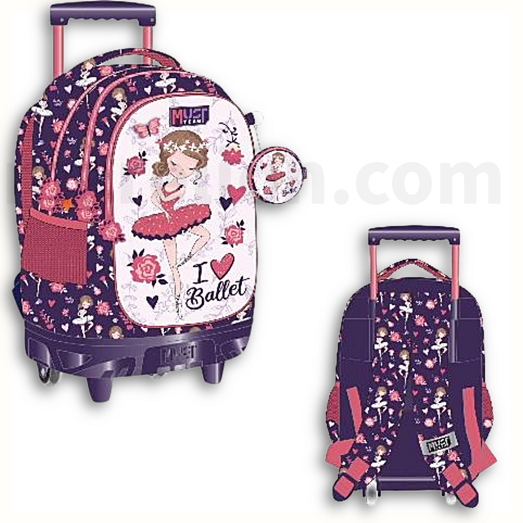 Must I Love Ballet Trolley School Bag 3 Pockets - Σχολική Τσάντα Τρόλεϊ Δημοτικού