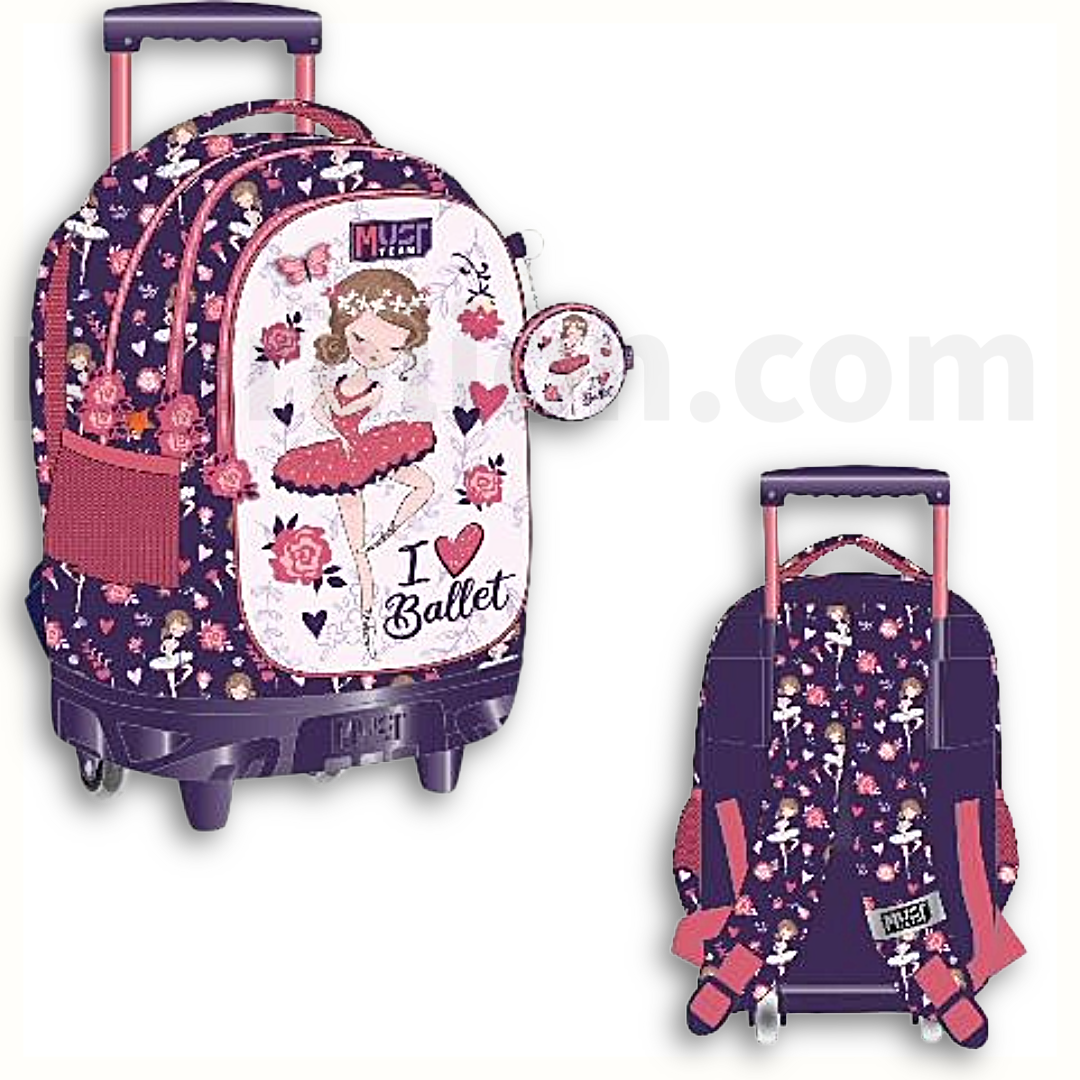 Must I Love Ballet Trolley School Bag 3 Pockets - Σχολική Τσάντα Τρόλεϊ Δημοτικού