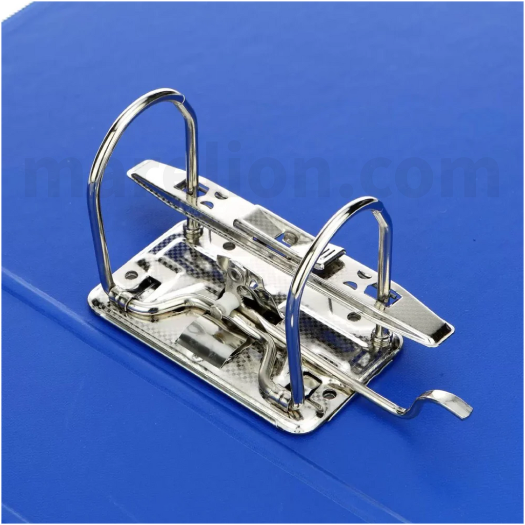 Metal binder clip on a blue background