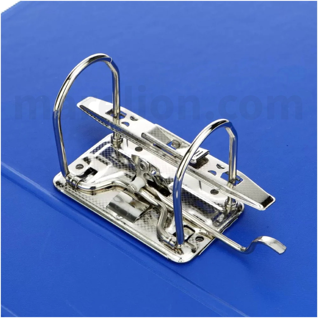 Metal binder clip on a blue background