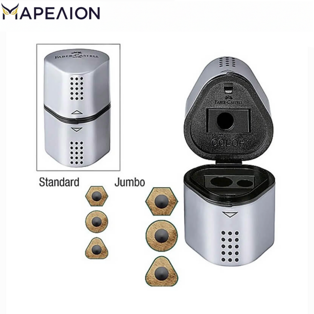 Ξύστρα Faber Castell Sharpener triple Grip, σε 4 Χρώματα, Τριπλή Ξύστρα Βαρελάκι Pencil Sharpener