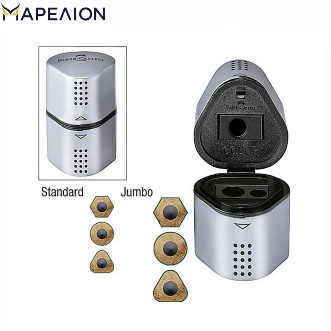 Ξύστρα Faber Castell Sharpener triple Grip, σε 4 Χρώματα, Τριπλή Ξύστρα Βαρελάκι Pencil Sharpener