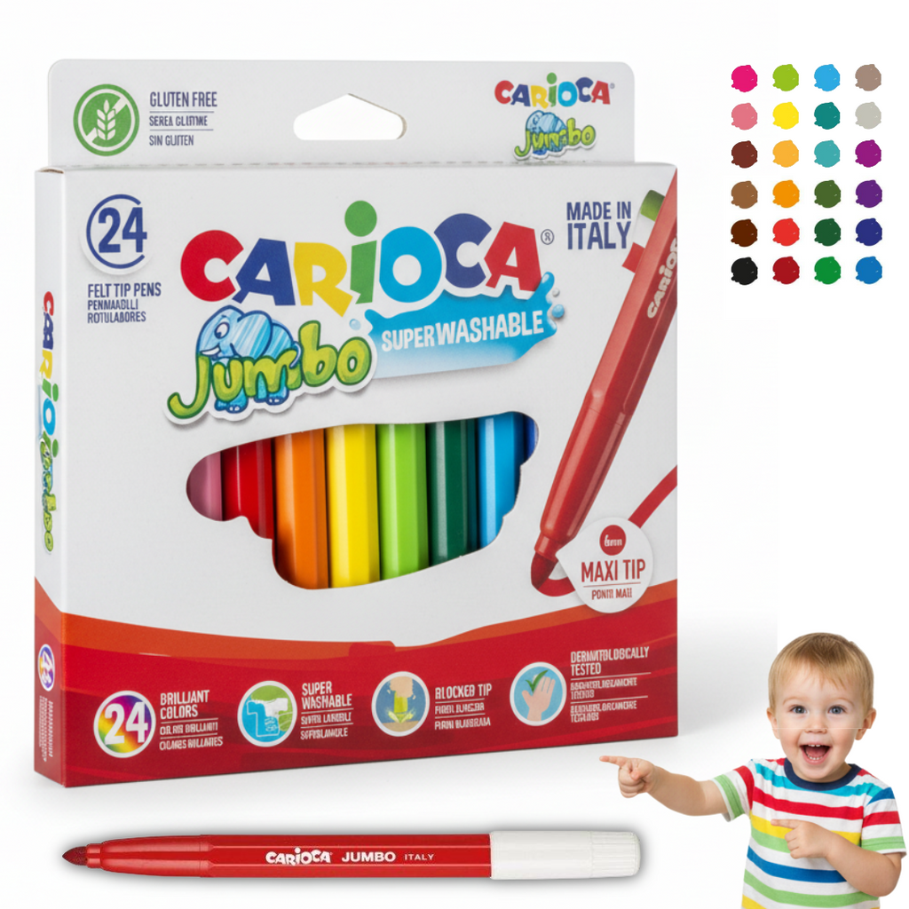 Carioca JUMBO 24 Maxi Nible Markers BOX Χοντροί Μαρκαδόροι Ζωγραφικής