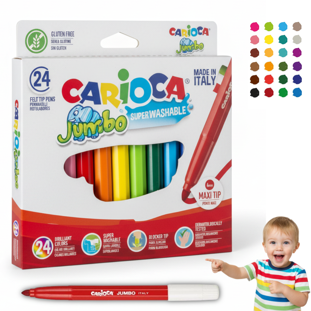 Carioca JUMBO 24 Maxi Nible Markers BOX Χοντροί Μαρκαδόροι Ζωγραφικής