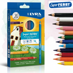 Lyra Super Ferby 10mm Coloring Pencils, 12 Color pack MAXI - Χοντρό Μολύβι Ζωγραφικής 12 Χρώματα