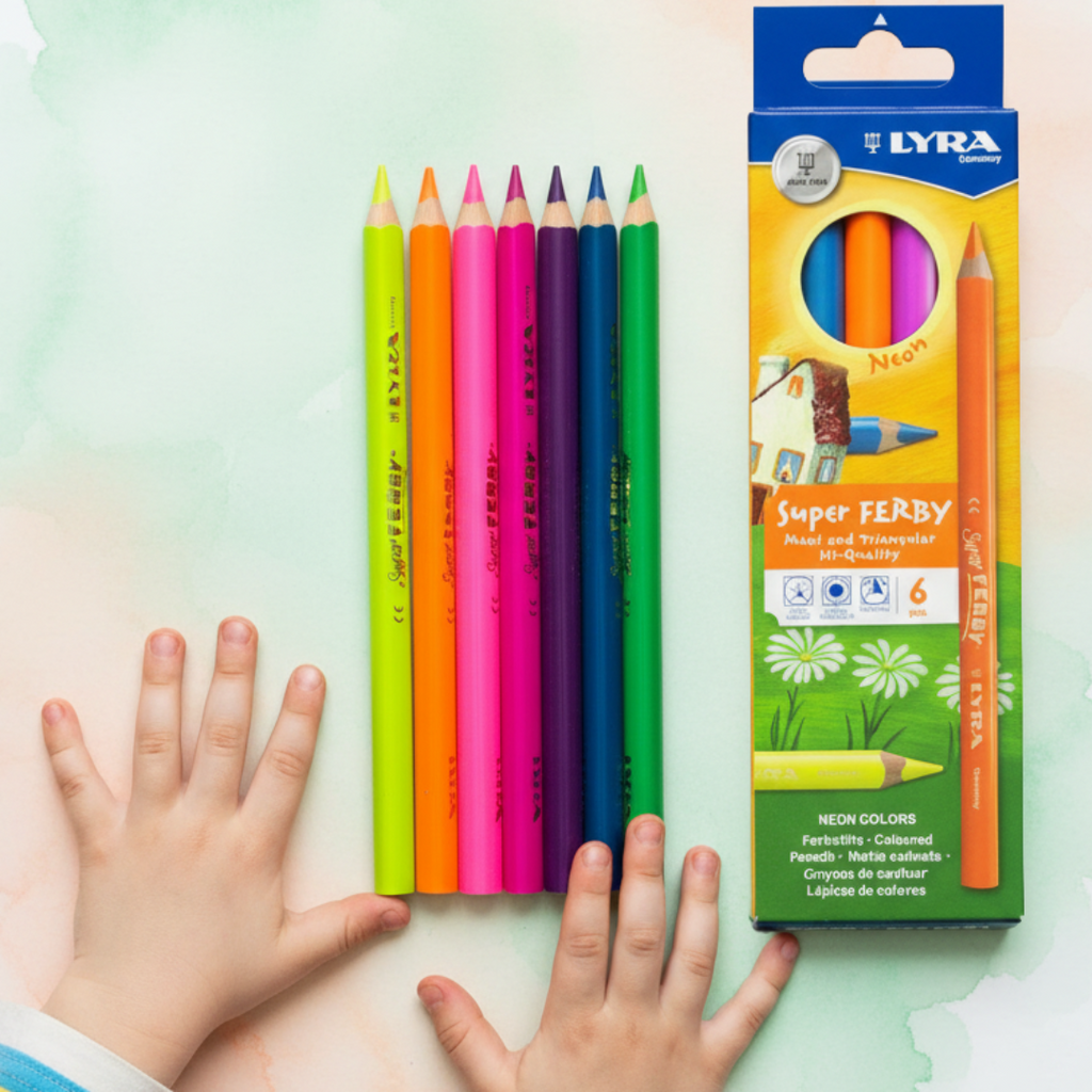 Lyra Super Ferby 10mm Coloring Pencils, Pack of 6 Box K06 Maxi - Χοντρό Μολύβι Ζωγραφικής Σετ 6 Τεμαχίων