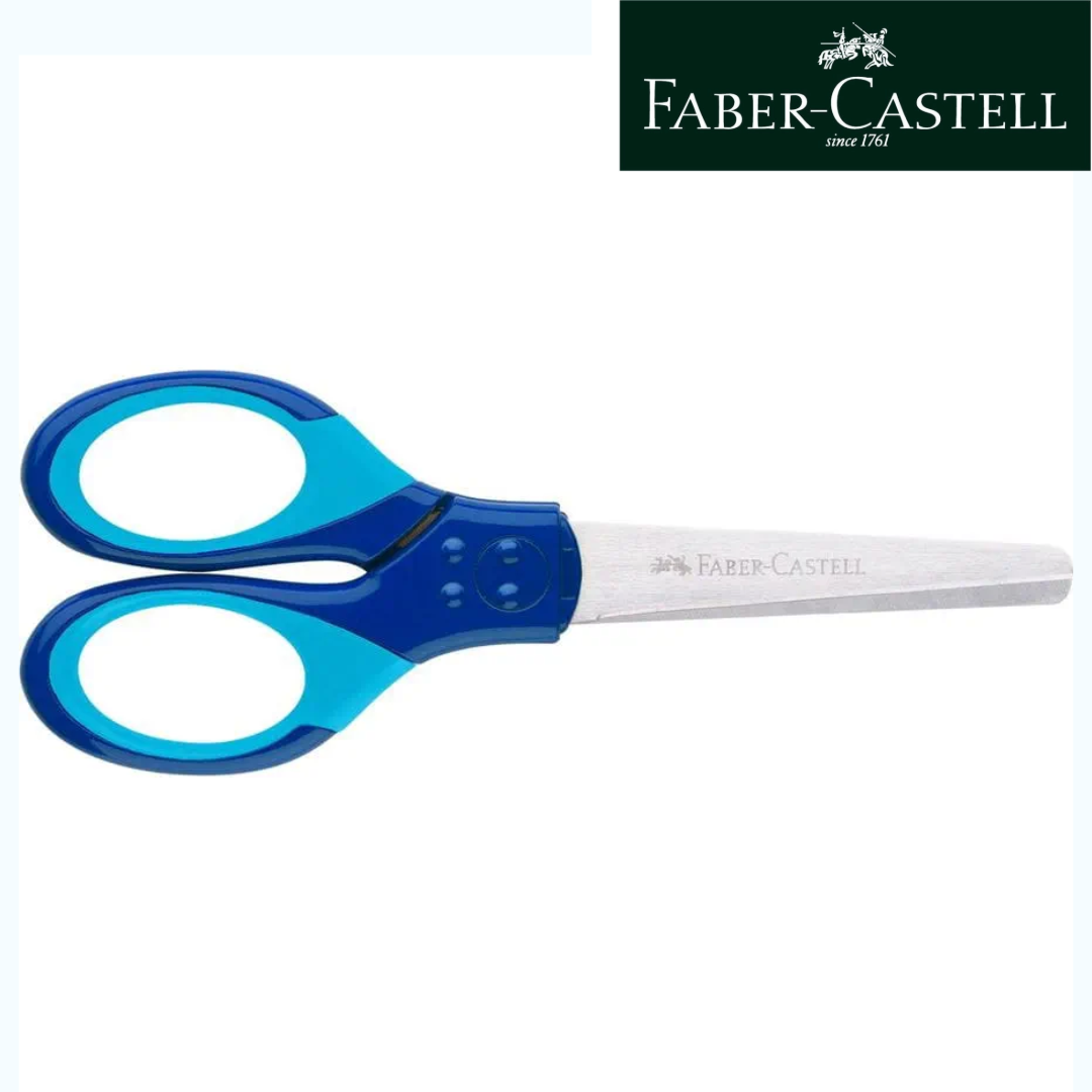 Faber-Castell School Scissor 13cm, 3 COLORS Grip with Blade Guard - Σχολικό Ψαλίδι