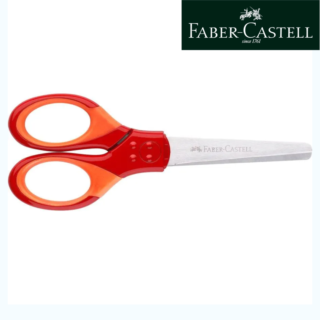 Faber-Castell School Scissor 13cm, 3 COLORS Grip with Blade Guard - Σχολικό Ψαλίδι