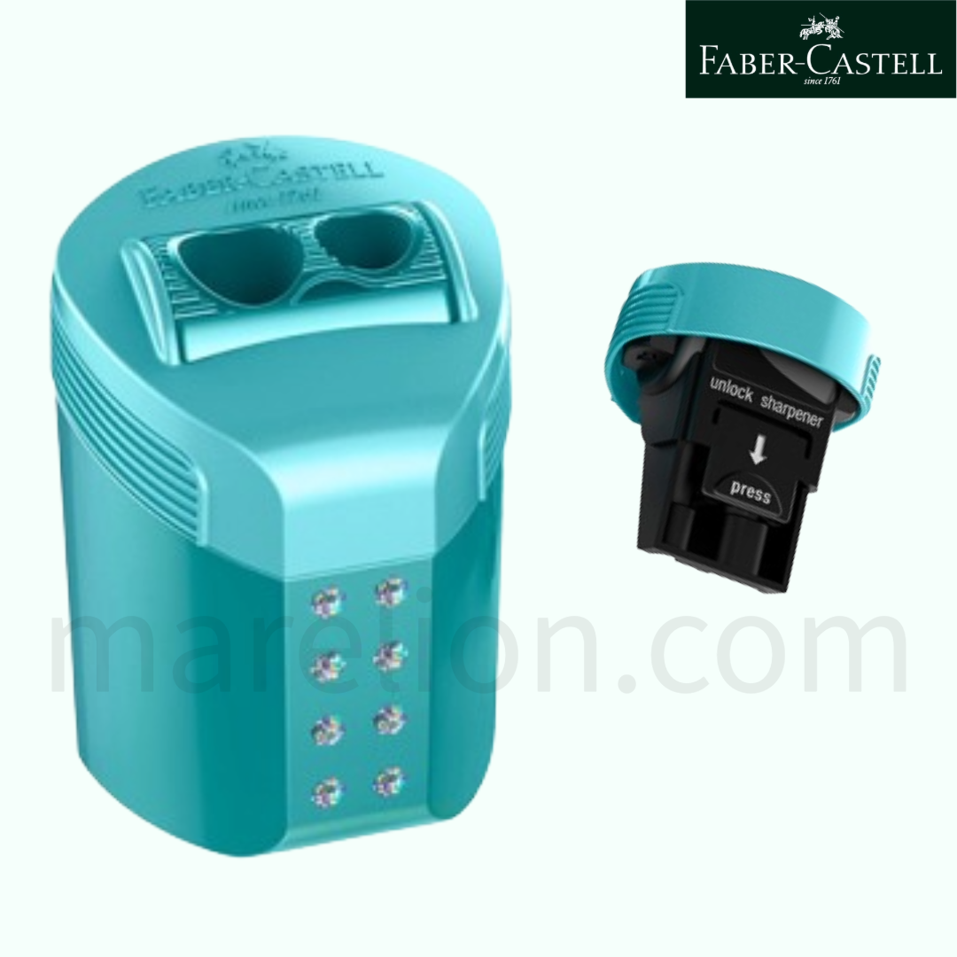 Faber-Castell Roll On Sparkle Double Pencil Sharpener 3 Colors - Ξύστρα Βαρελάκι Διπλή