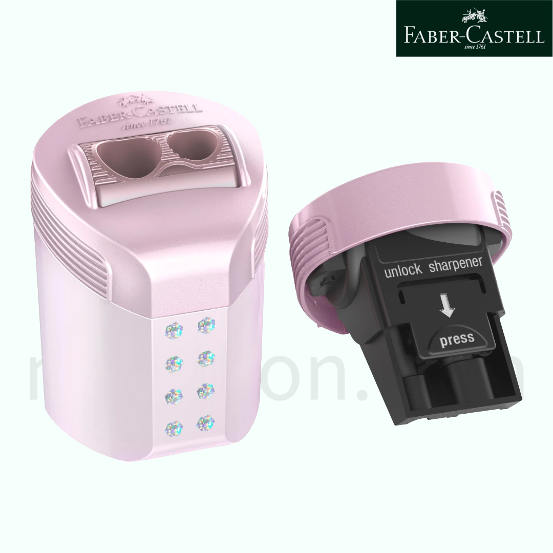 Faber-Castell Roll On Sparkle Double Pencil Sharpener 3 Colors - Ξύστρα Βαρελάκι Διπλή