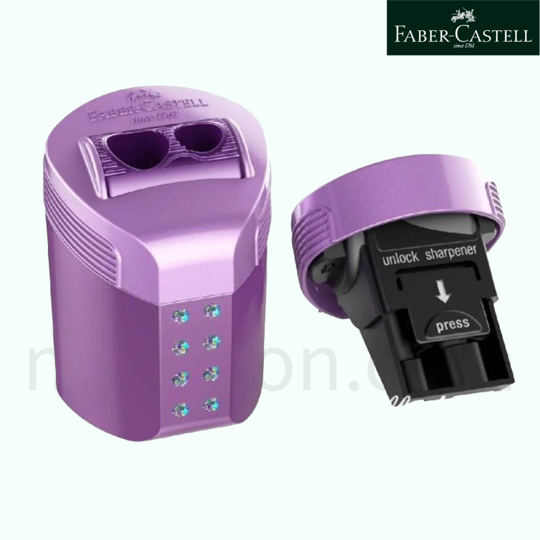 Faber-Castell Roll On Sparkle Double Pencil Sharpener 3 Colors - Ξύστρα Βαρελάκι Διπλή