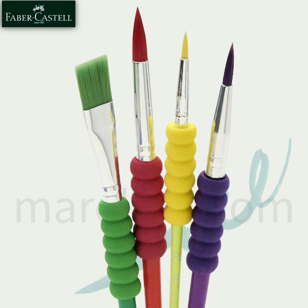Faber-Castell Soft Grip Brush Set 4 Basic - Πινέλο Ζωγραφικής Φρουτάκια