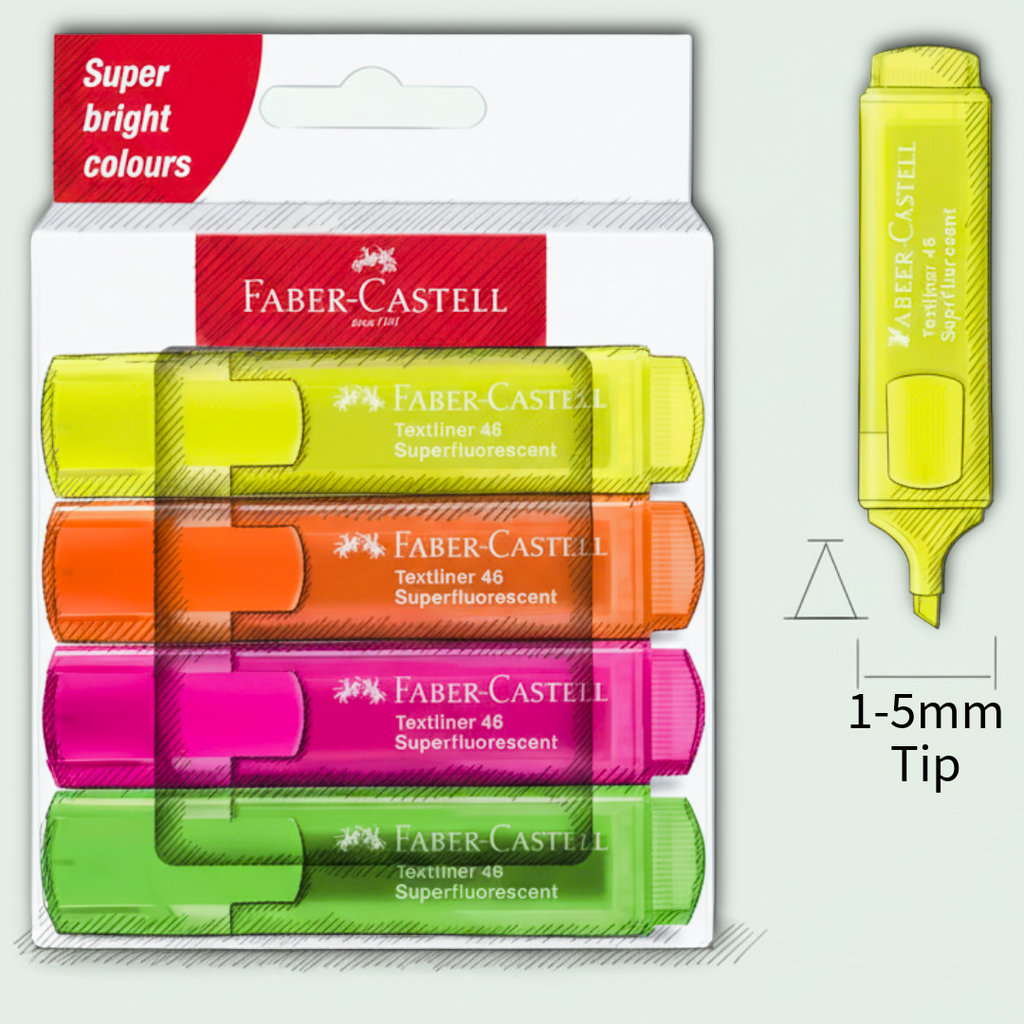 Faber-Castell Textliner Wallet 4Pcs Set Highlighters, 1-5mm tip - Μαρκαδόροι Υπογράμμισης