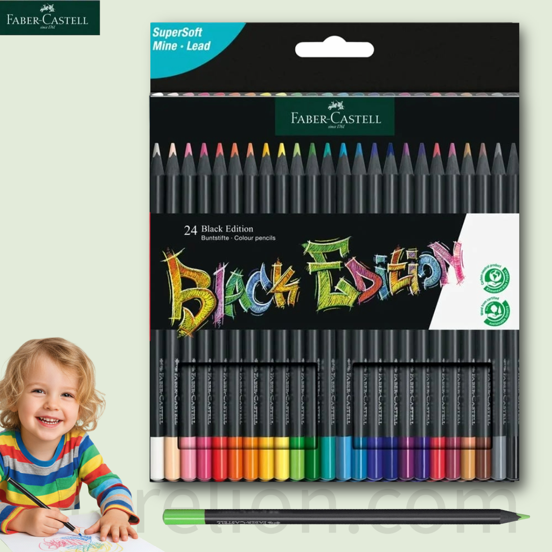 Faber-Castell Black Edition Colored Pencils 24Pcs - Ξυλομπογιές Μαύρο Κουτί 24 Τεμάχια
