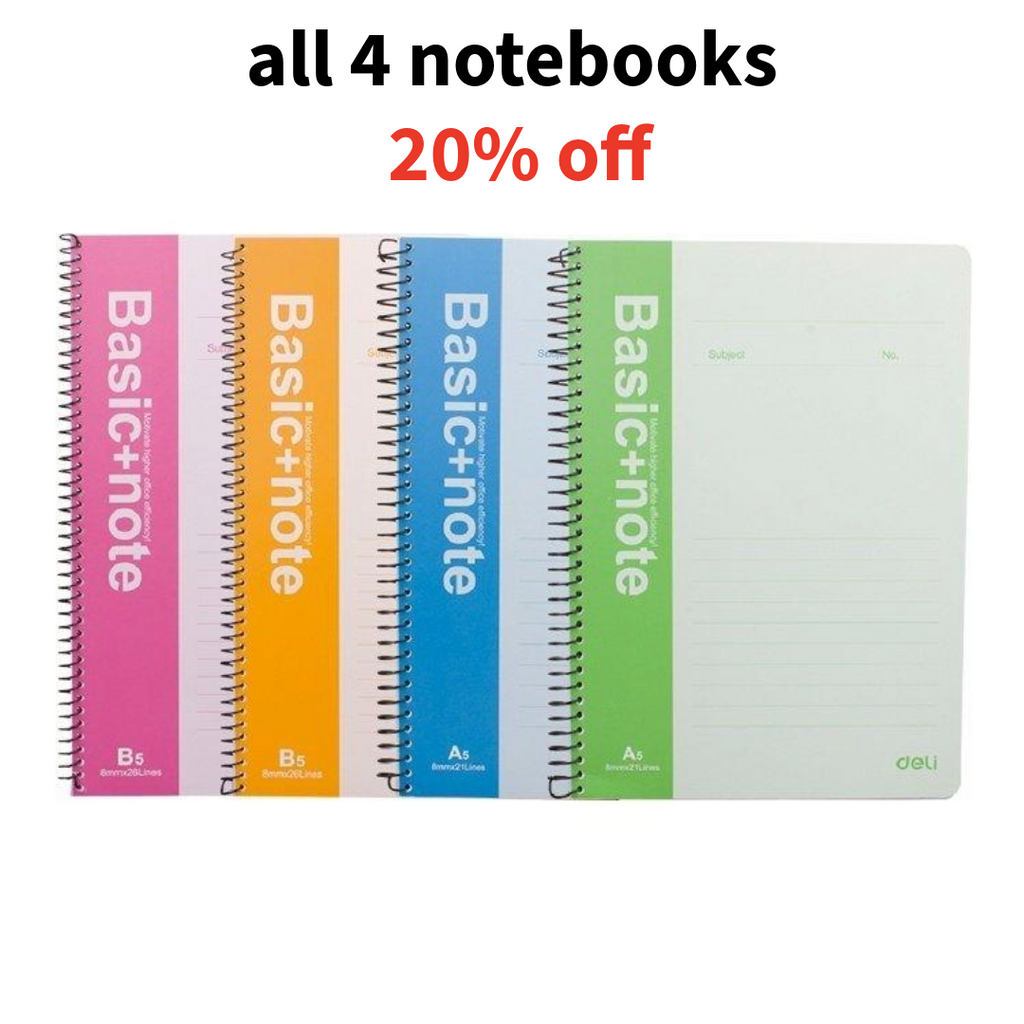 Deli A5 Spiral Notebook Soft Cover, 100 Sheets - 4 Colors - Τετράδιο Σπιράλ Μαλακό Εξώφυλλο