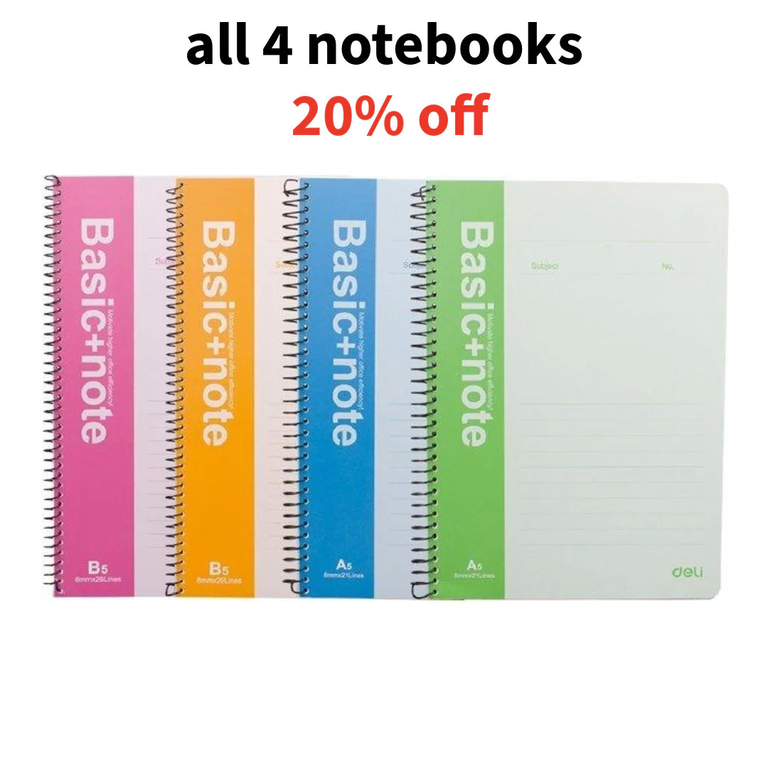 Deli A5 Spiral Notebook Soft Cover, 80 Sheets - 4 Colors - Τετράδιο Σπιράλ Μαλακό Εξώφυλλο