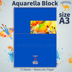 Camel Aquarella A3 Spiral Drawing Block 15 Sheets 220gsm - Τετράδιο Ζωγραφικής Α3 Σπιράλ 30x42cm