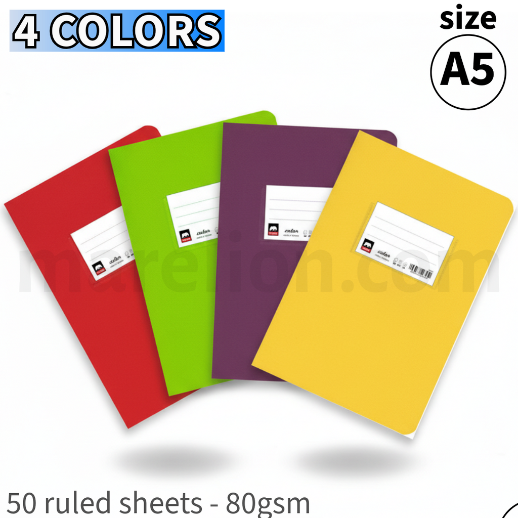 Fashionable Cover Ruled Notebook 50 Sheets 17x25cm (4 COLORS) - Τετράδιο Ριγέ Καρφίτσα 17x25 50 Φύλλα